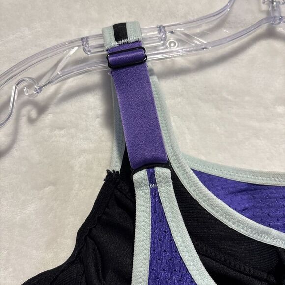 Glamorise 9166 Custom Control Black Purple High Impact Sports Bra Size 34DD - Picture 8 of 16